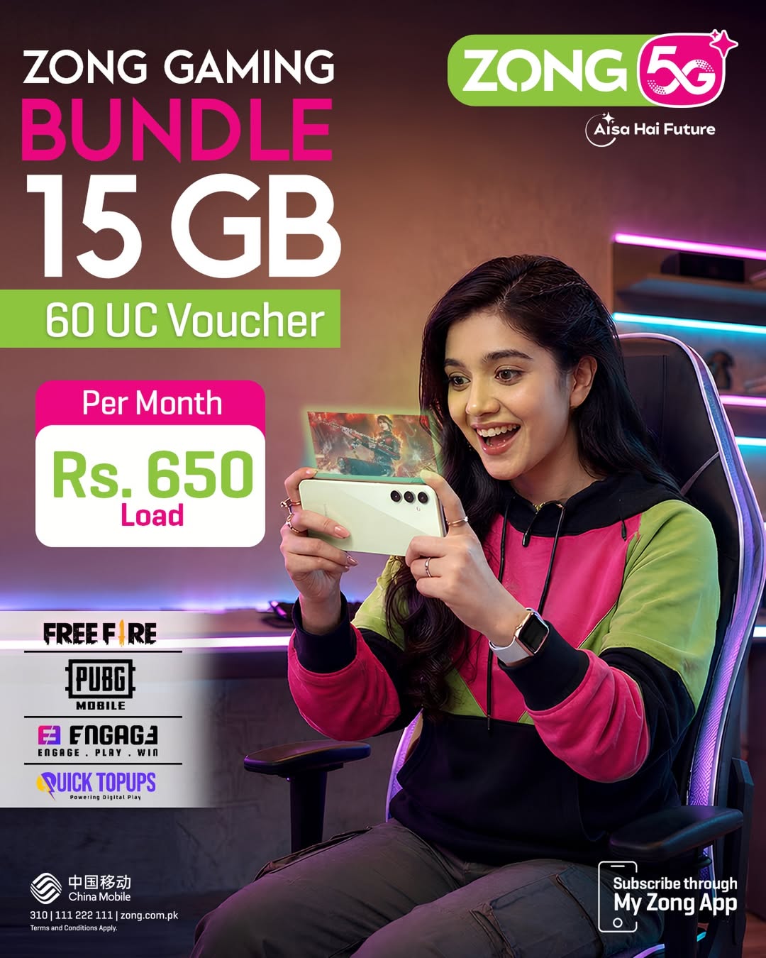 Zong launches monthly 15GB gaming bundle for PUBG Mobile and Free Fire players in Pakistan
